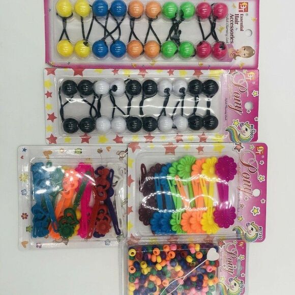 Brand New 2 Pack Hair Clips Barrettes,1 Pack Bead & 2 Pack Ponytail Holders - Picture 4 of 8